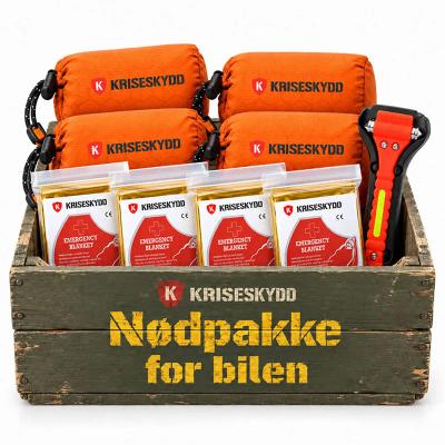 Nødpakke for bilen - nødsoveposer, nødtepper & nødhammer
